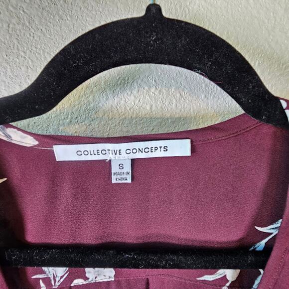 Collective Concepts Maroon Flower Shirt- Women's Small- Estimated Retail $55 - Picture 3 of 3